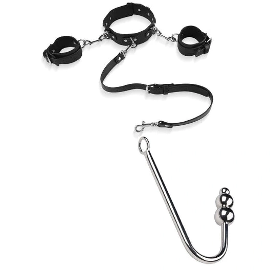 Anal Hook Collar with Beaded and 5334 Cuffs Elegant 0122